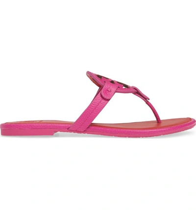 Shop Tory Burch Miller Flip Flop In Imperial Pink/ Brilliant Red