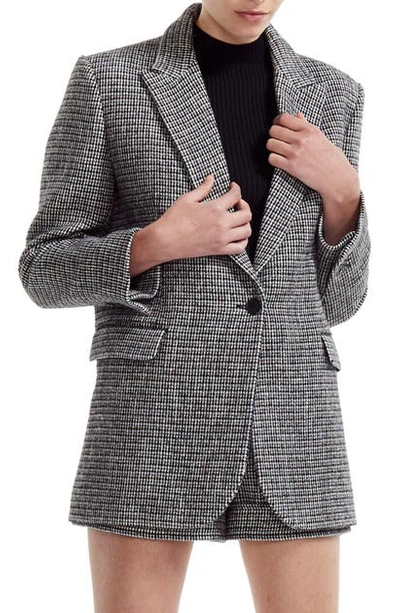 Shop Maje Gregor Cotton & Wool Blend Tweed Blazer In Grey