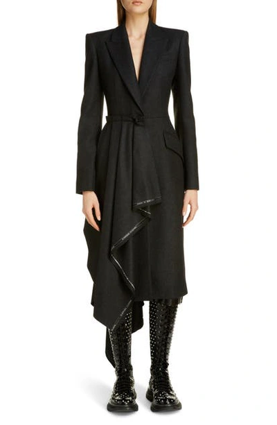 Shop Alexander Mcqueen Selvedge Drape Jacket In Anthracite