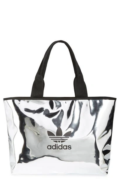 Adidas Originals Logo Metallic Shopper In Silver Metallic | ModeSens