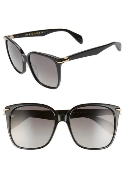 Shop Rag & Bone 56mm Polarized Square Sunglasses - Black