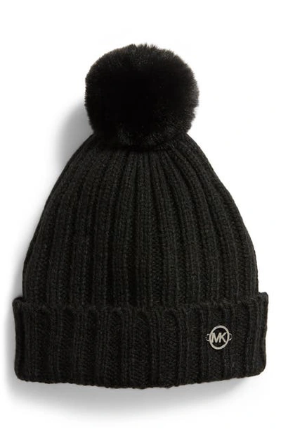 Shop Michael Michael Kors Faux Fur Pompom Hat - Black