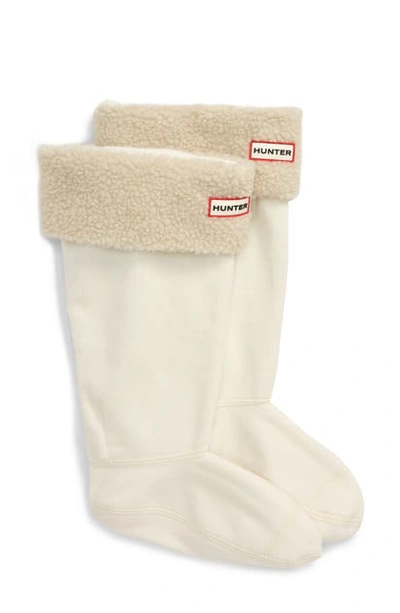 Shop Hunter Original Tall Fleece Cuff Welly Boot Socks In Natural White
