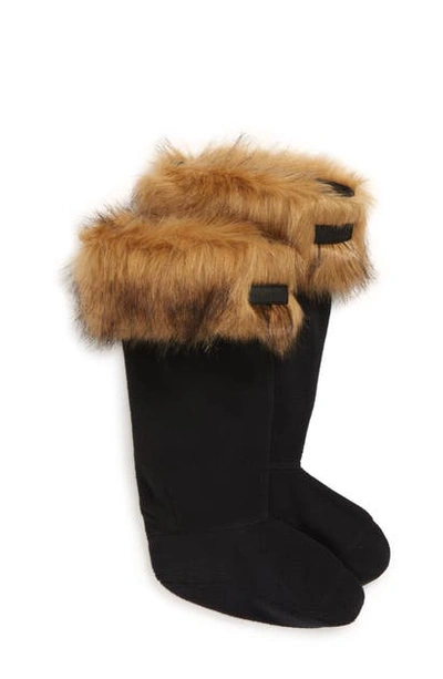 Shop Hunter Original Tall Faux Fur Cuff Welly Boot Socks In Tawny