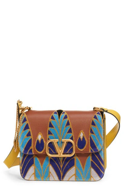 Shop Valentino V-sling Embroidered Shoulder Bag In Tulip/ Selleria