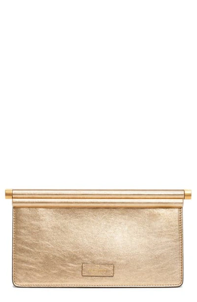 Shop Valentino Small Carry Secrets Leather Clutch In Dark Gold