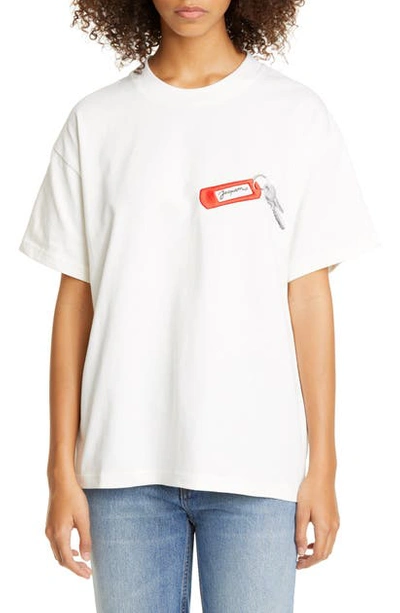 Shop Jacquemus Oversize Embroidered Short Sleeve Tee In White