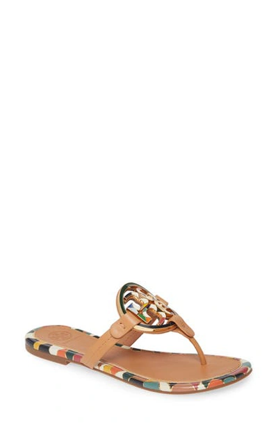 Tory Burch Miller Enamel Sandal In Mosaic Print Leather In Aged Vachetta |  ModeSens