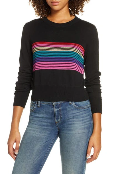 Shop Spiritual Gangster Nikki Stripe Crop Sweater In Vintage Black