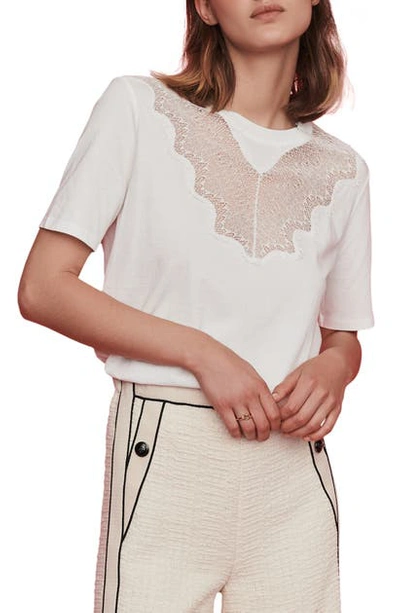 Shop Maje Talent Lace Trim Tee In White