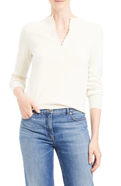 Shop Theory Cashmere Henley Sweater In Ivory