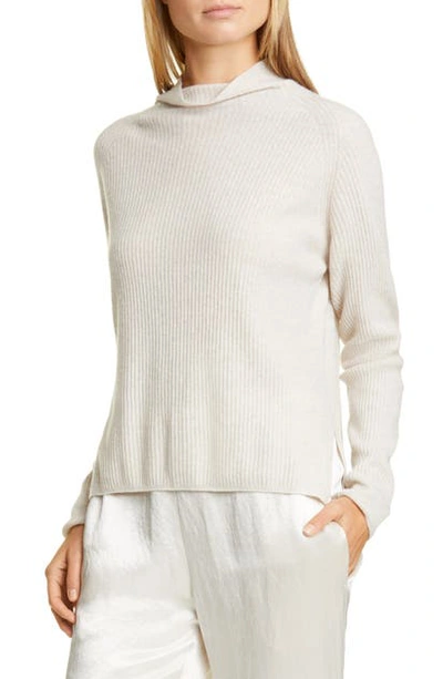 Shop Max Mara Spiga Ribbed Wool & Cashmere Funnel Neck Sweater In Beige