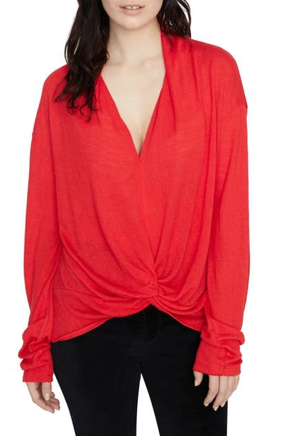 Shop Sanctuary Knot Interested Plunge Neck Top In Party Red