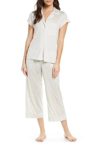 Shop Eberjey Crop Pajamas In Cloud-marble/whisper Pink