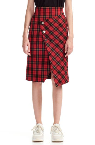 Janty asymmetrical plaid pencil clearance skirt