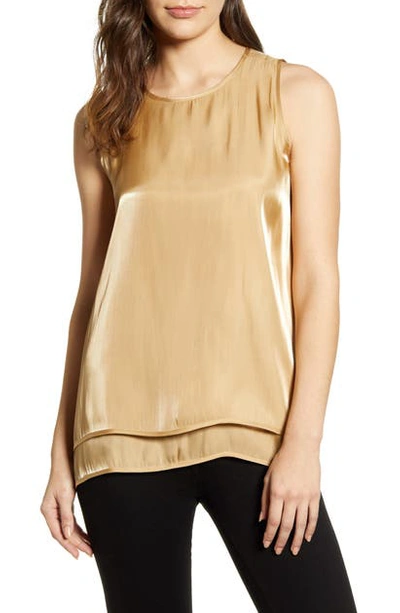 Shop Vince Camuto Double Layer Sleeveless Top In Latte
