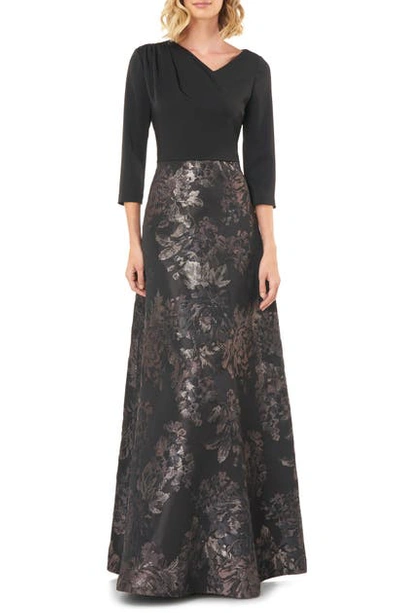 Shop Kay Unger Izabella A-line Evening Gown In Slate Multi