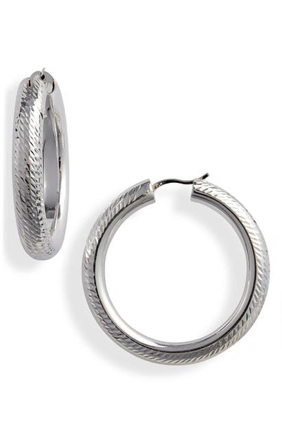 Shop Argento Vivo Faceted Chunky Hoop Earrings In Silver