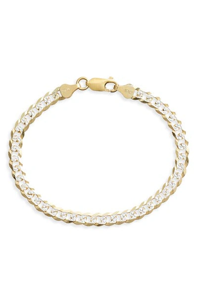 Shop Argento Vivo Two-tone Curb Chain Bracelet In Gold/ Silver