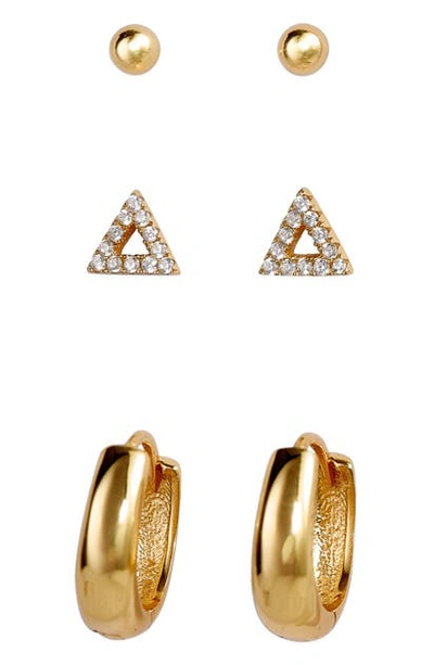 Shop Argento Vivo Set Of 3 Earrings In Gold