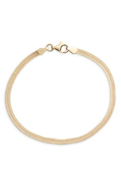 Shop Argento Vivo Textured Herringbone Chain Bracelet In Gold