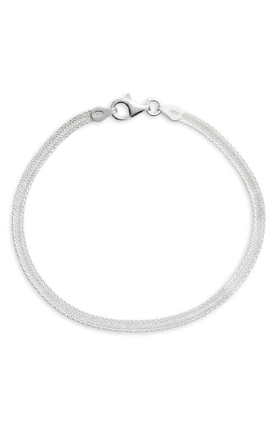 Shop Argento Vivo Textured Herringbone Chain Bracelet In Silver