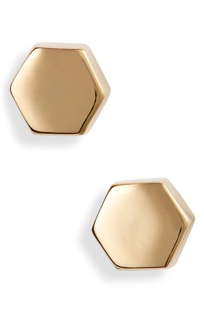 Shop Argento Vivo Hexagon Stud Earrings In Gold