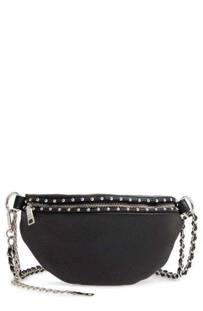 Shop Steve Madden Studded Faux Leather Convertible Belt Bag In Black