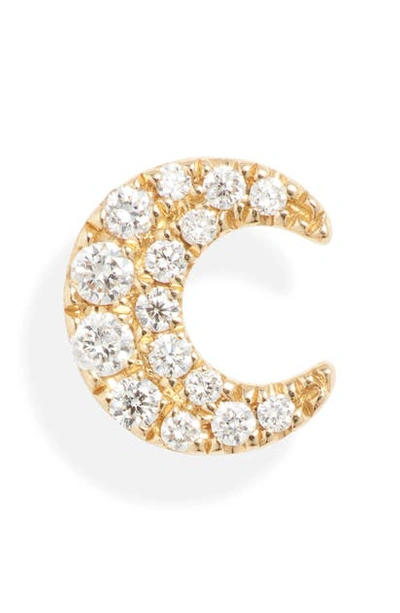Shop Maria Tash Diamond Pave Moon Stud Earring In Yellow Gold/ Diamond