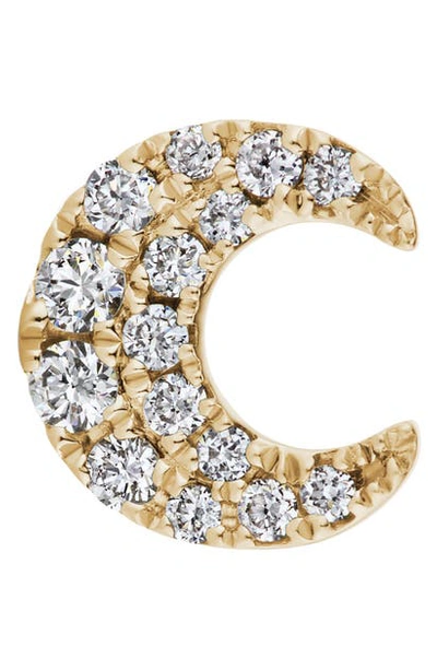 Shop Maria Tash Diamond Moon Threaded Stud Earring In Yellow Gold/ Diamond
