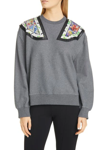 Shop Stella Mccartney Shoulder Applique Sweatshirt In Grey Melange