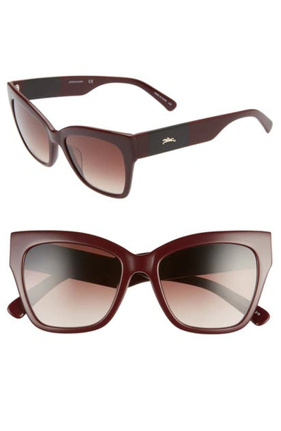 Shop Longchamp Heritage 53mm Gradient Cat Eye Sunglasses In Burgundy/ Brown