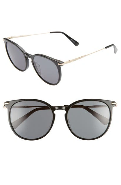 Shop Longchamp Roseau 54mm Round Sunglasses In Black/ Green