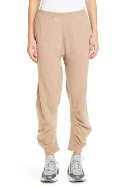 Shop Stella Mccartney Tina Gathered Wool Jogger Sweater Pants In Sand