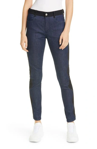 Shop Stella Mccartney Wave Embroidered Contrast Skinny Jeans In Bicolour