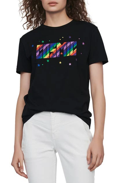 Shop Maje Terence Cosmic Embroidered Cotton Tee In Black