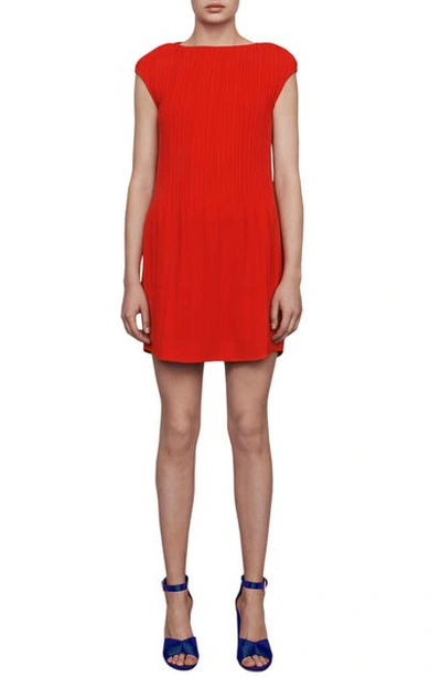 Shop Maje Rocka Pleat Detail Cap Sleeve Crepe Dress In Red