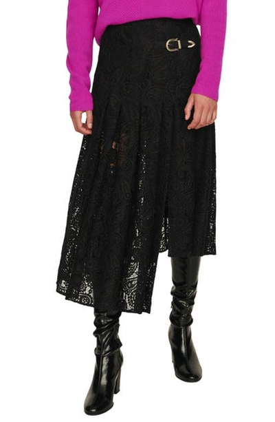 Shop Maje Jalilo Paisley Motif Guipure Lace Skirt In Black