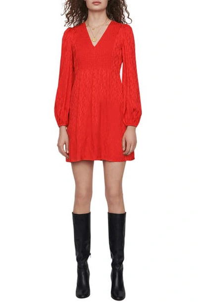Shop Maje Rimine Jacquard Long Sleeve A-line Dress In Red