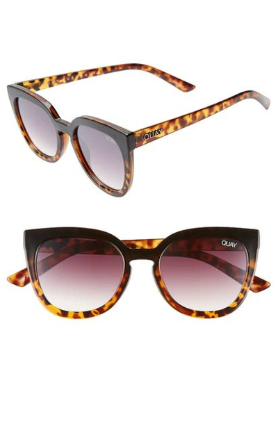 Shop Quay Noosa 50mm Square Sunglasses In Shiny Black/ Smoke