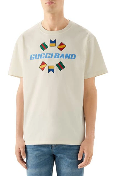Shop Gucci Band Oversize Print T-shirt In Ivory