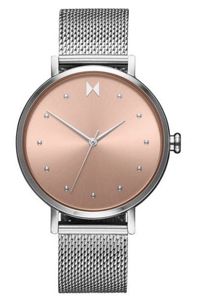 Shop Mvmt Dot Mesh Strap Watch, 36mm In Silver/ Pink/ Silver