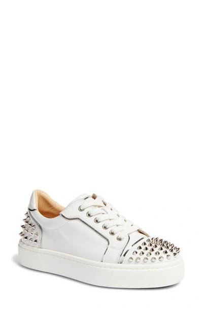 Shop Christian Louboutin Vieirissima Spike Low Top Sneaker In White/ Silver