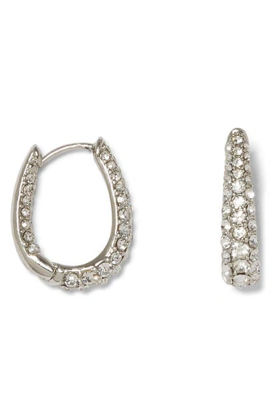 Shop Vince Camuto Pave Oval Hoop Earrings In Silver