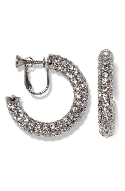 Shop Vince Camuto Pave Clip-on Hoop Earrings In Silver