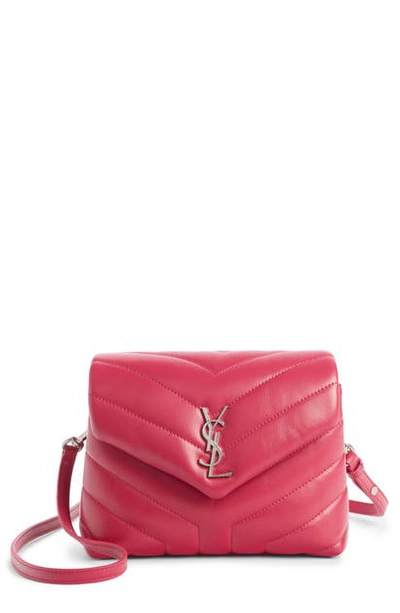 Shop Saint Laurent Toy Loulou Calfskin Leather Crossbody Bag In Granite