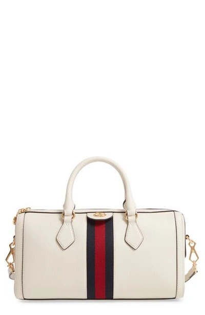 Shop Gucci Ophidia Leather Shoulder Bag In Mystic White/ Blue Red