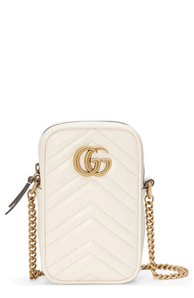 Shop Gucci Mini Quilted Leather Crossbody Bag In Mystic White