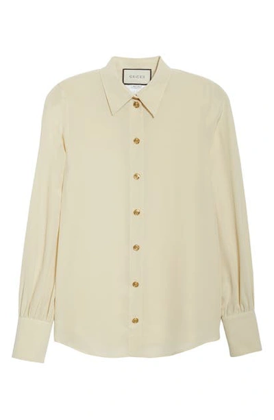 Shop Gucci Silk Crepe De Chine Blouse In Gardenia