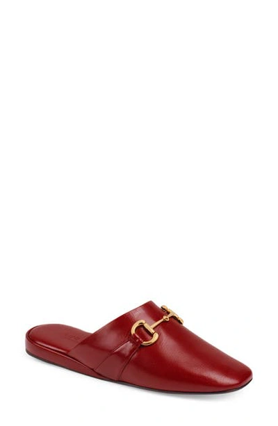 Shop Gucci Pericle Square Toe Mule In Red Vintage